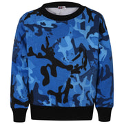 A2Z 4 Kids Camouflage Blue Tracksuit Jumper Sweatshirt Set with Jogger Bottoms PE School Sports Activewear Set Girls Boys Children Age 3-13 years