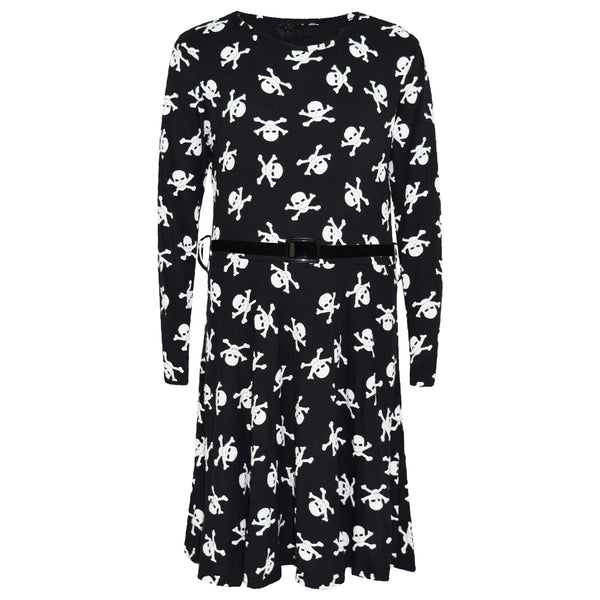 Kids Girls Skater Dress Skull & Cross Bones Dresses Halloween Costume 7-13 Years