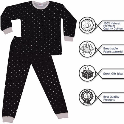 A2Z 4 Kids Girls Boys Polka Dot Children PJs 2 Piece Cotton Set Lounge Suit Nightwear Sleepwear Unisex Top Bottom Pyjamas Loungewear Dress Up Outfit Set Gifts for Children Girls & Boys Age 5-13 years