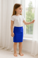 Kids Girls Plain Pencil Skirt Trendy Summer Clothing Sets Age 5-13 Years