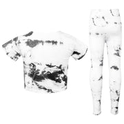 A2Z 4 Kids Girls Crop Top & Legging Black Tie Dye Print Trendy Fashion Summer Outfit Clothing Sets New Age 5 6 7 8 9 10 11 12 13 Years