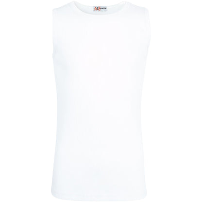 Kids Girls Ribbed Vest Top 100% Thick Cotton Fashion Tank Tops T Shirt 2-13 Year