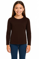 A2Z 4 Kids Girls Plain Long Sleeve T Shirt Soft Feel PE School Activewear Shirts