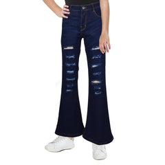 Kids Girls Denim Ripped Jeans Comfort Skinny Stretch Lightweight Casual Pants