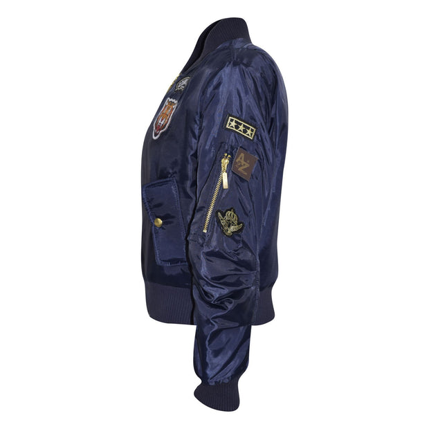 A2Z 4 Kids® Kids Jacket Girls Boys Badges Print Bomber Padded Zip Up Biker Jacktes MA 1 Coat Age 3 4 5 6 7 8 9 10 11 12 13 Years