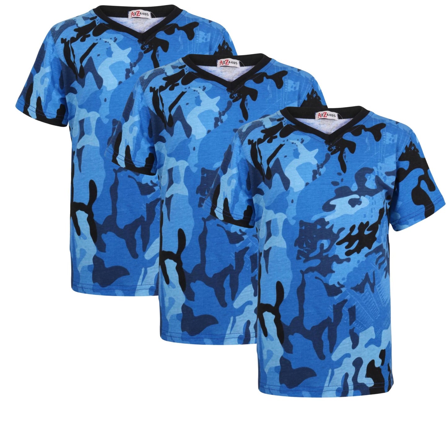 Girls Boys Basic 3 Pack Cotton T-Shirt Short Sleeve V Style Crew Neck Kids Top