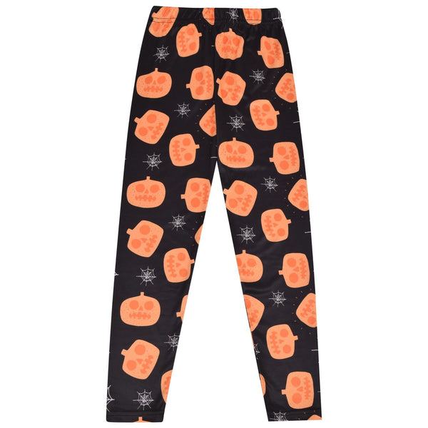 A2Z Kids Girls Legging Pumpkins & Spider Web Print Soft Comfortable Stretchy Halloween Party Fashion Legging Pants Age 5-6, 7-8, 9-10, 11-12 & 13 years