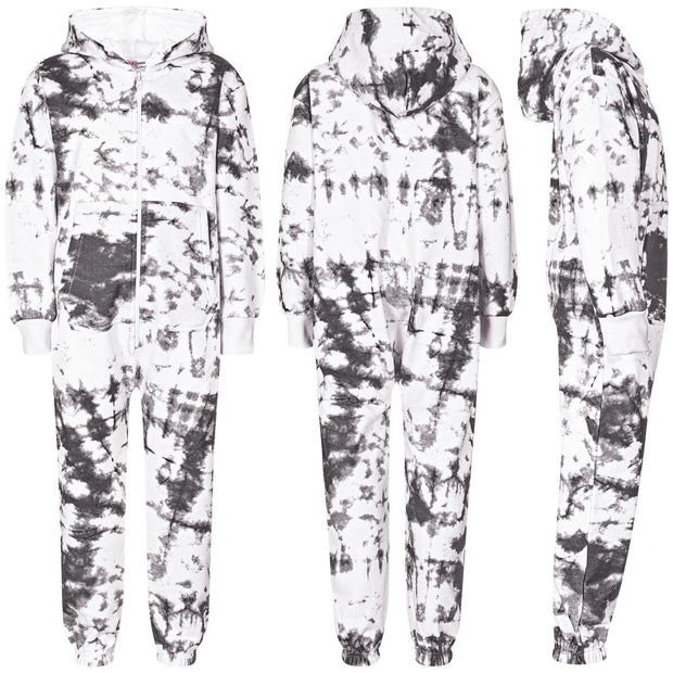 A2Z Onesie One Piece Kids Pyjamas Sleepsuit Black Tie Dye Printed Girls Outfit