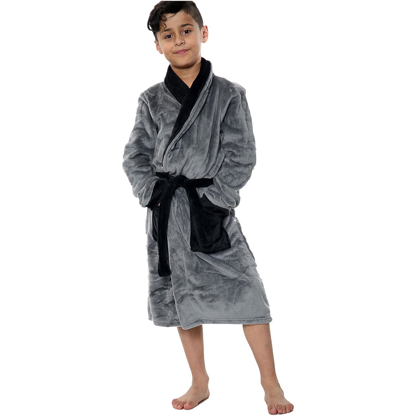 Kids Soft Fleece Bathrobe Dressing Gown Hooded Swim Beach Girls Boys 2-13 years