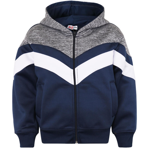 A2Z 4 Kids Girls Boys Unisex Tracksuit Designer's Contrast Panelled Fleece Navy Hooded Zip Up Hoodie & Trouser Gym Wear Jogging Suit Joggers Age 5 6 7 8 9 10 11 12 13 Years