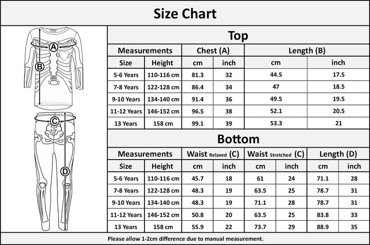 Kids Girls Tops Skeleton Print T Shirt Top & Legging Set Halloween Costume 5-13 - A2Z 4 Kids