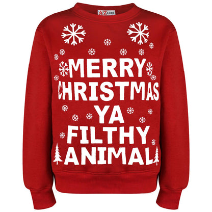 Girls Boys Merry Christmas Jumper Xmas Holiday Crewneck Sweatshirt Pullover Top