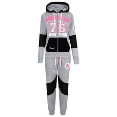 Kids Girls Tracksuit Brooklyn 76 New York Print Hoodie & Bottom Jog Suit 7-13 Year