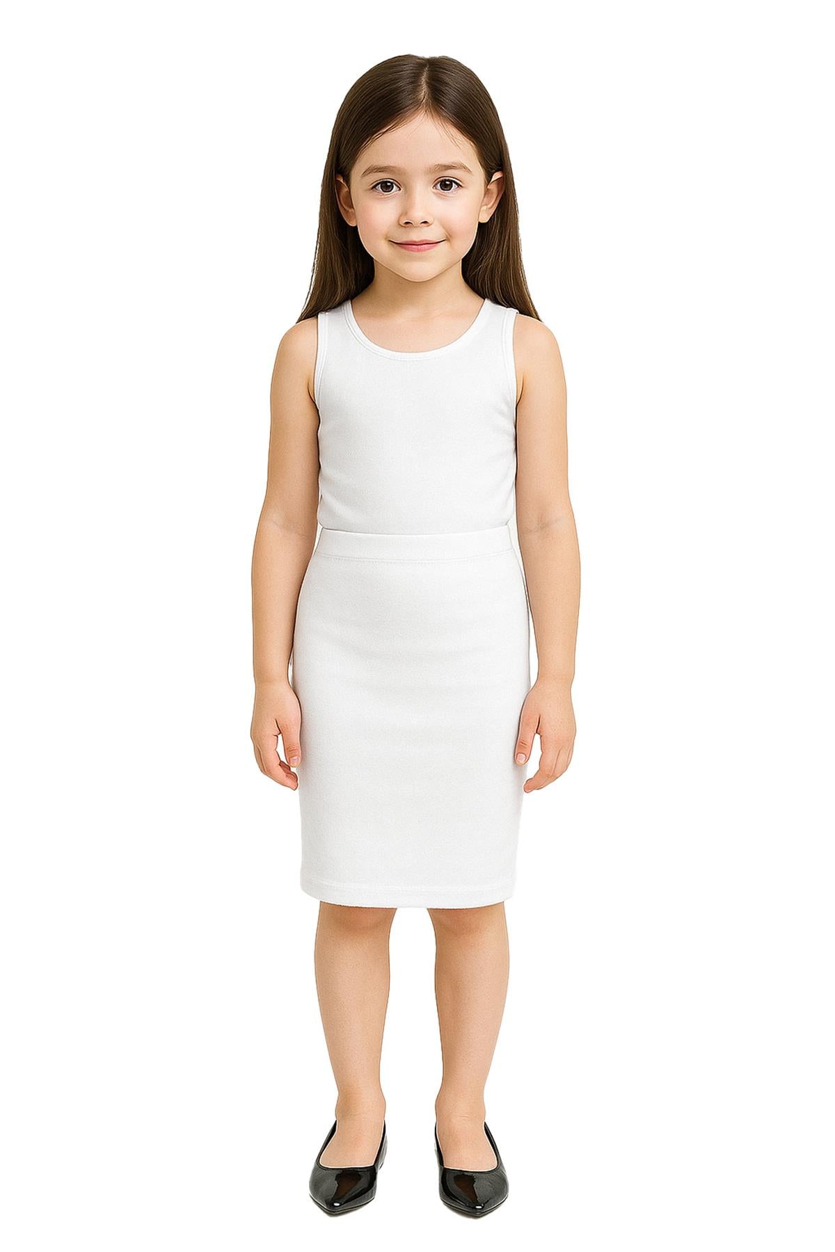 Kids Girls Plain Pencil Skirt Trendy Summer Clothing Sets Age 5-13 Years