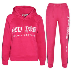 Kids Boys Girls Tracksuit New York Fleece Hoodie Top Bottom Jogging Suit 7-13 Yr