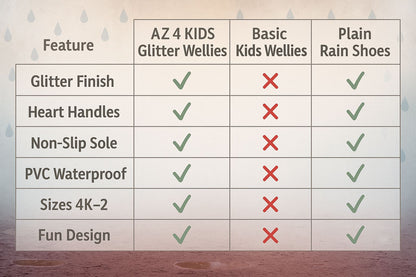 Kids Girls Glitter Rainbow Gradient Wellington Boots Heart Handle PVC Rain Boot