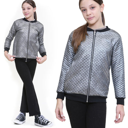 Kids Girls Shiny Fashion Quilted Casual School Jacket Bubble Coat 7-13 Years