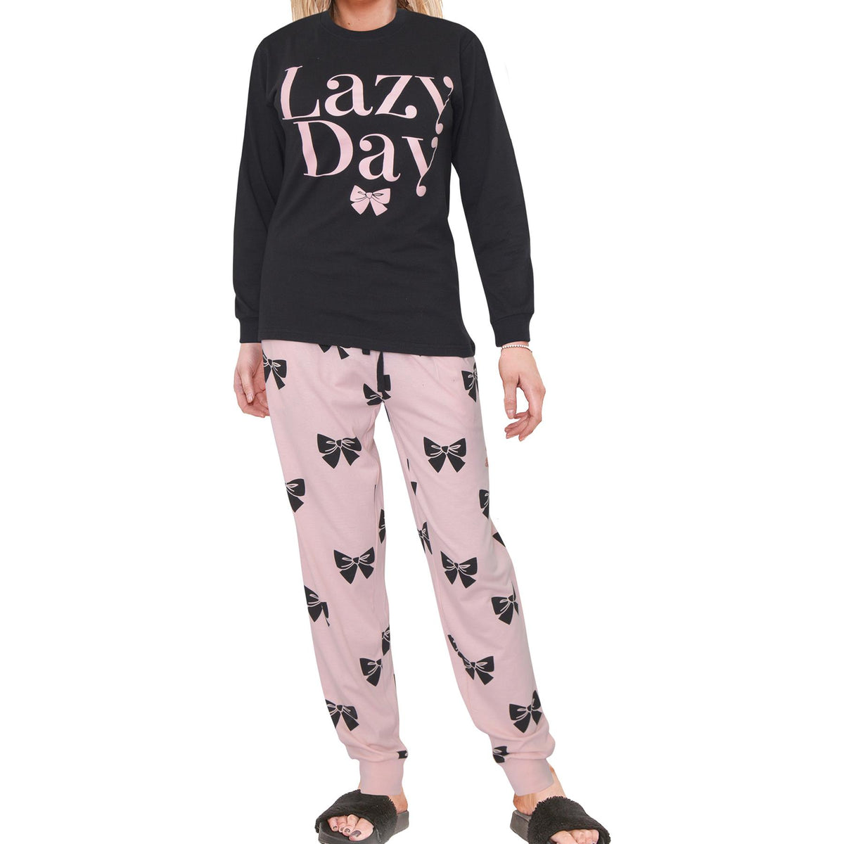 Ladies Cute Soft Cotton PJS Long Sleeve Top and Bottoms for Women Lounge Set