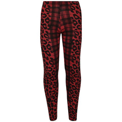 Kids Girls Leopard & Tartan Print Midi Dress Legging Top Bottom Age 5-13 Years