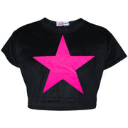 A2Z 4 Kids Girls Short Sleeves Crop Top Star Soft Feel Breathable Crop Top