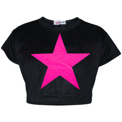 A2Z 4 Kids Girls Short Sleeves Crop Top Star Soft Feel Breathable Crop Top