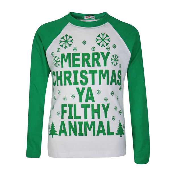 A2Z 4 Kids Girls Boys PJS Merry Christmas Ya Filthy Animal Print Green Christmas Pajamas Set Age 2 3 4 5 6 7 8 9 10 11 12 13 Years