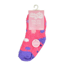 Infant Baby Boys Girls Slipper Fluffy Socks With Gripper Pack of 2 Newborn Socks