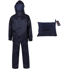Kids Boys Girls Waterproof Hooded Rain Suit Jacket & Pants Set with Bag 3-14 Yrs