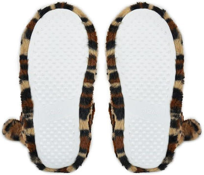 Ladies Slipper Bootie Novelty Leopard Pattern Warm Winter Knitted Ankle Boots