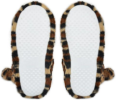 Ladies Slipper Bootie Novelty Leopard Pattern Warm Winter Knitted Ankle Boots