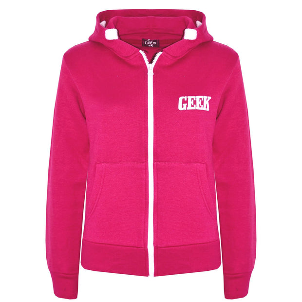 Kids Boys Girls Unisex Jackets Geek Print Fleece Zipper Hooded Hoodie Top Jacket