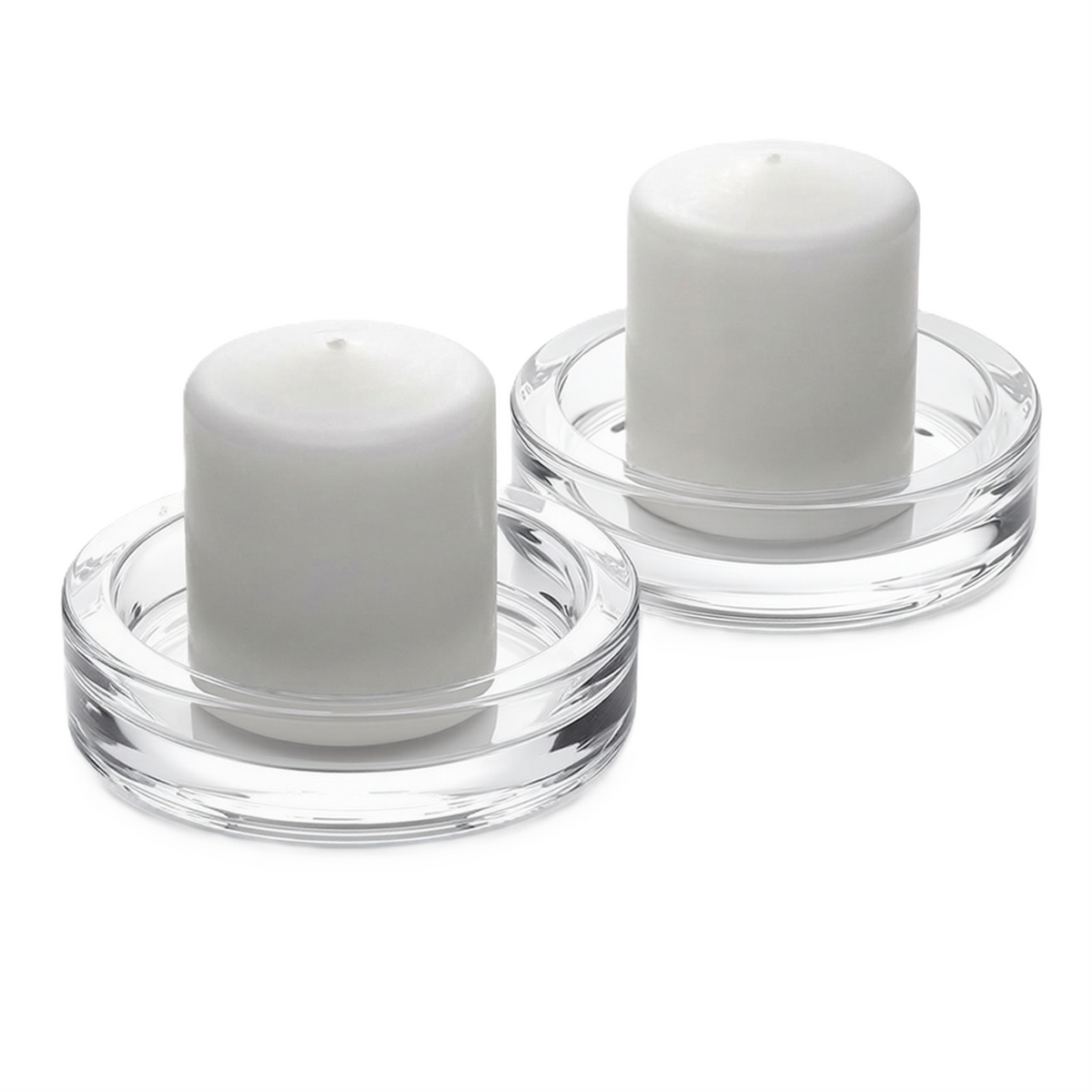 A2Z Round Glass Candle Holder Plate Clear Tea Light Display Tray