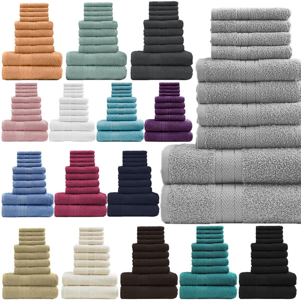 Luxurious 10 Piece Towel Bale Set 2x Bath Towels (66x118cm) 4x Soft and Absorbent Hand Towels (51x81cm) and 4x Cozy Face Towels (30x30cm) 500 GSM 100% Cotton Towels Available in 1 Pack adn 2 Pack Options - A2Z 4 Kids