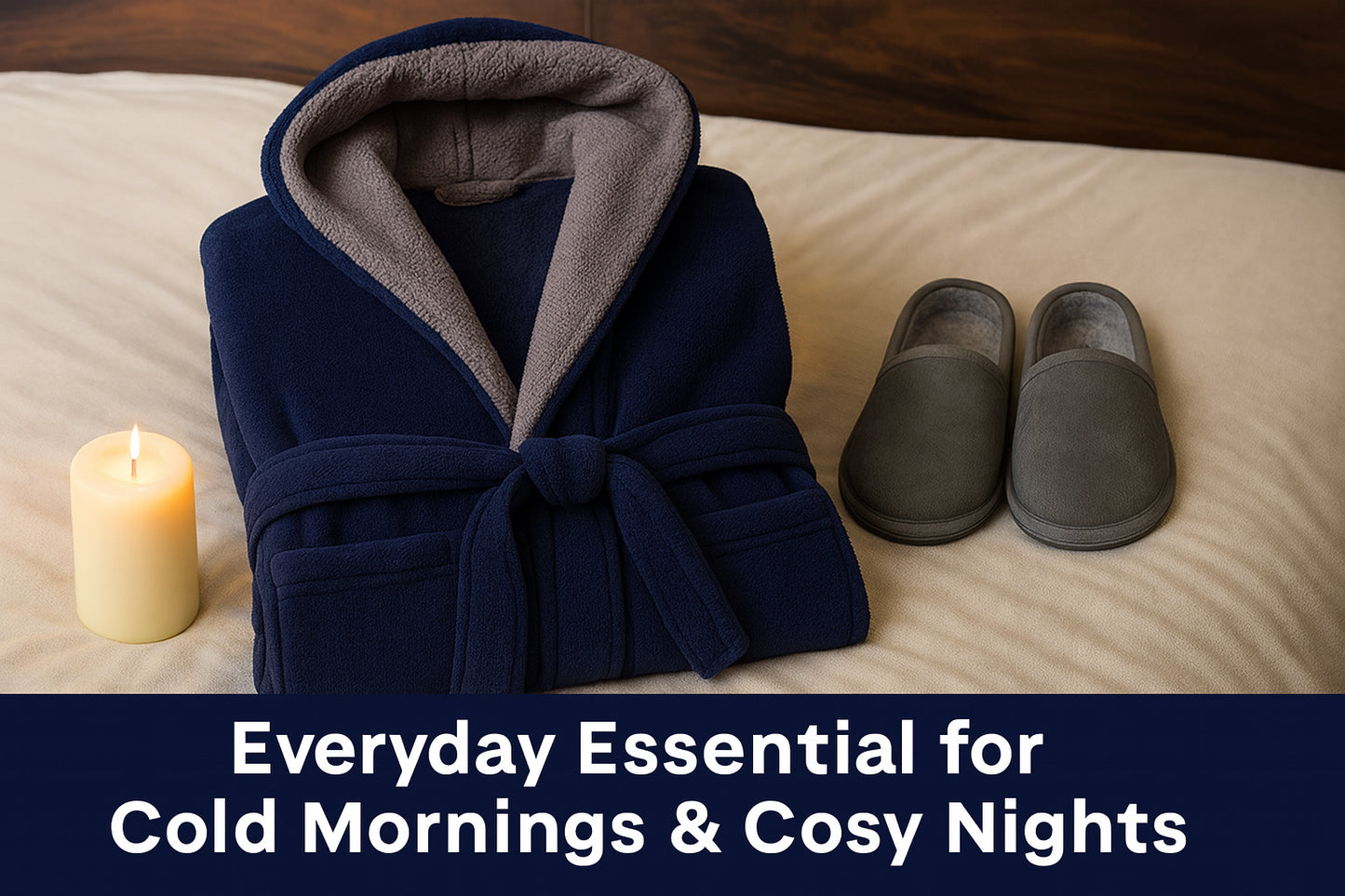 A2Z Mens Sherpa Fleece Hooded Robe Soft Warm Fluffy Bathrobe Cosy Loungewear