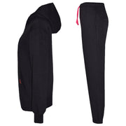 A2Z 4 Kids Plain Tracksuit Contrast Black And Pink Fleece Hoodie with Joggers Jogging Pants Sports Sweatpants Activewear Outfit Set For Childrens Girls Age 5-13 Years