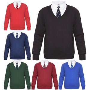 Kids Girls Boys Scouts School Uniform V Neck Jumper Single & 2 Pack Sweatshirt