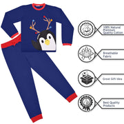 Kids Girls Boys Christmas Pyjamas Children PJs 2 Piece Penguin Set Lounge Suit - A2Z 4 Kids