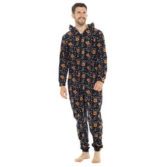 A2Z Men Womens Xmas Micro Fleece Hooded Soft Warm All in One Festive Pyjamas