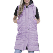 Ladies Sleeveless Gilet Oversized Hooded Quilted Gilet Padded Long Line Coat