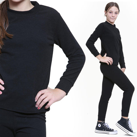 Kids Girls Ribbed Top & Bottom Tracksuit Lounge Wear Long Sleeves Outfit Set