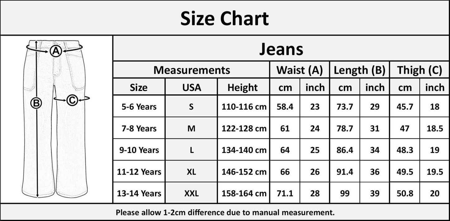 Kids Girls Palazzo Wide Leg Stretchy Denim Jeans Flared Fashion Baggy Pants 5-14