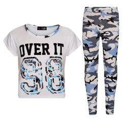 Girls Tops Kids Designer Over It 98 Camouflage Print Crop Top Legging Set 7-13Yr