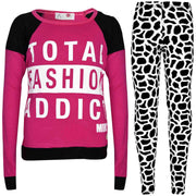 Kids Girls TOTAL FASHION ADDICT Printed Trendy Top & Fashion Legging Set 7-13 Yr