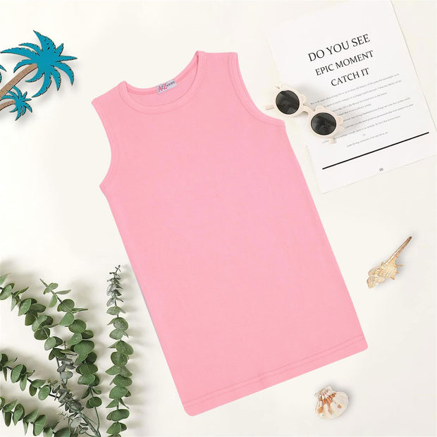 A2Z 4 Kids Kids Girls Ribbed Vest Top Designer's 100% Cotton Baby Pink Fashion Tank Tops T Shirts New Age 2 3 4 5 6 7 8 9 10 11 12 13 Years - A2Z 4 Kids