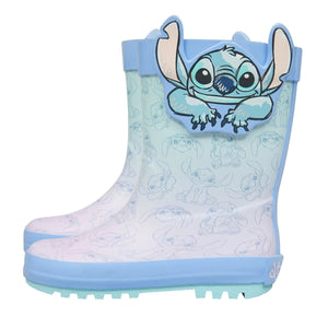 Disney Stitch Kids Wellies Officially Licensed Blue PVC Rain Boots with 3D Ears