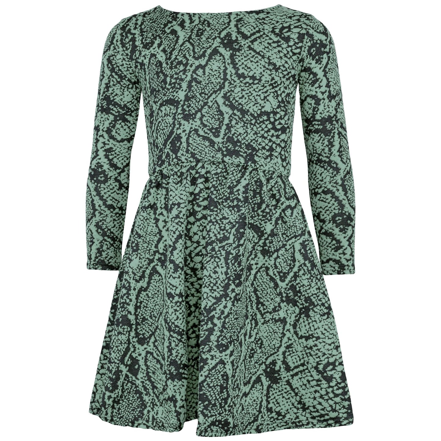 Kids Girls Skater Dress Long Sleeve Snake Flared Party Summer Dresses 5-13