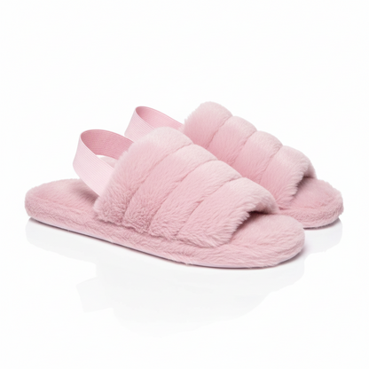 A2Z Women Sliders Fluffy Faux Fur Peep Toe Warm Winter Soft Cosy Ladies Slippers