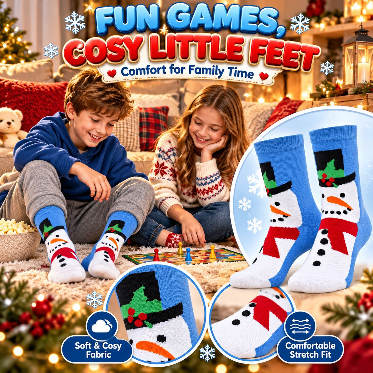 Kids Boys Girls Cotton Rich Christmas Socks Xmas Festive Soft Winter Socks