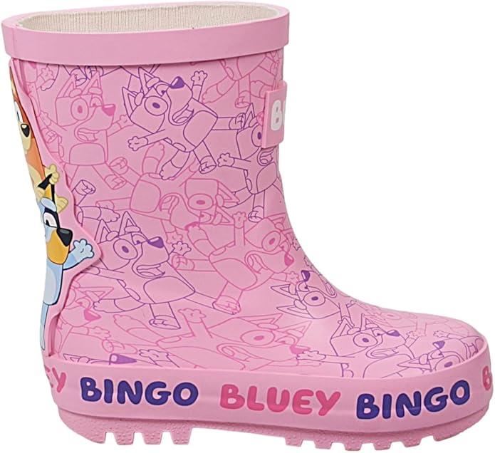 Bluey Girls Wellington Boots Toddler Kids Pink Waterproof Rain Footwear Wellies