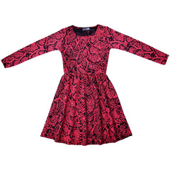 Kids Girls Skater Dress Long Sleeve Snake Flared Party Summer Dresses 5-13
